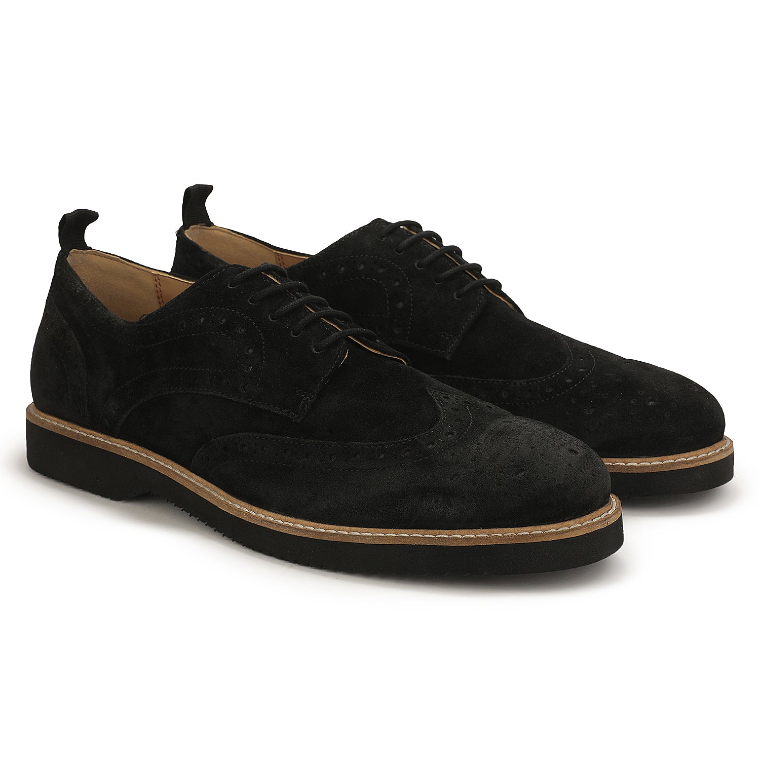 Men's Lite Court Beige Suede Leather Formal Brogue Shoes