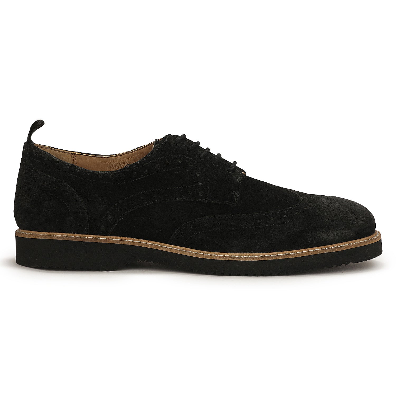 Men's Lite Court Beige Suede Leather Formal Brogue Shoes