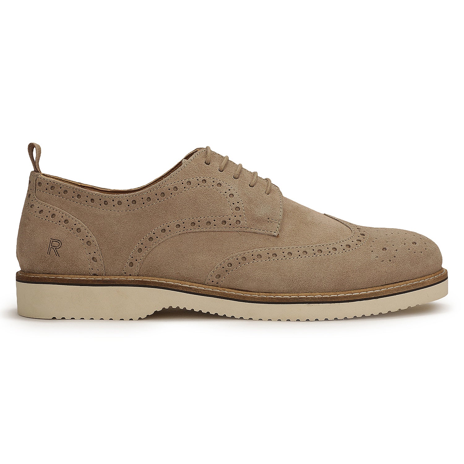 Men's Lite Court Beige Suede Leather Formal Brogue Shoes