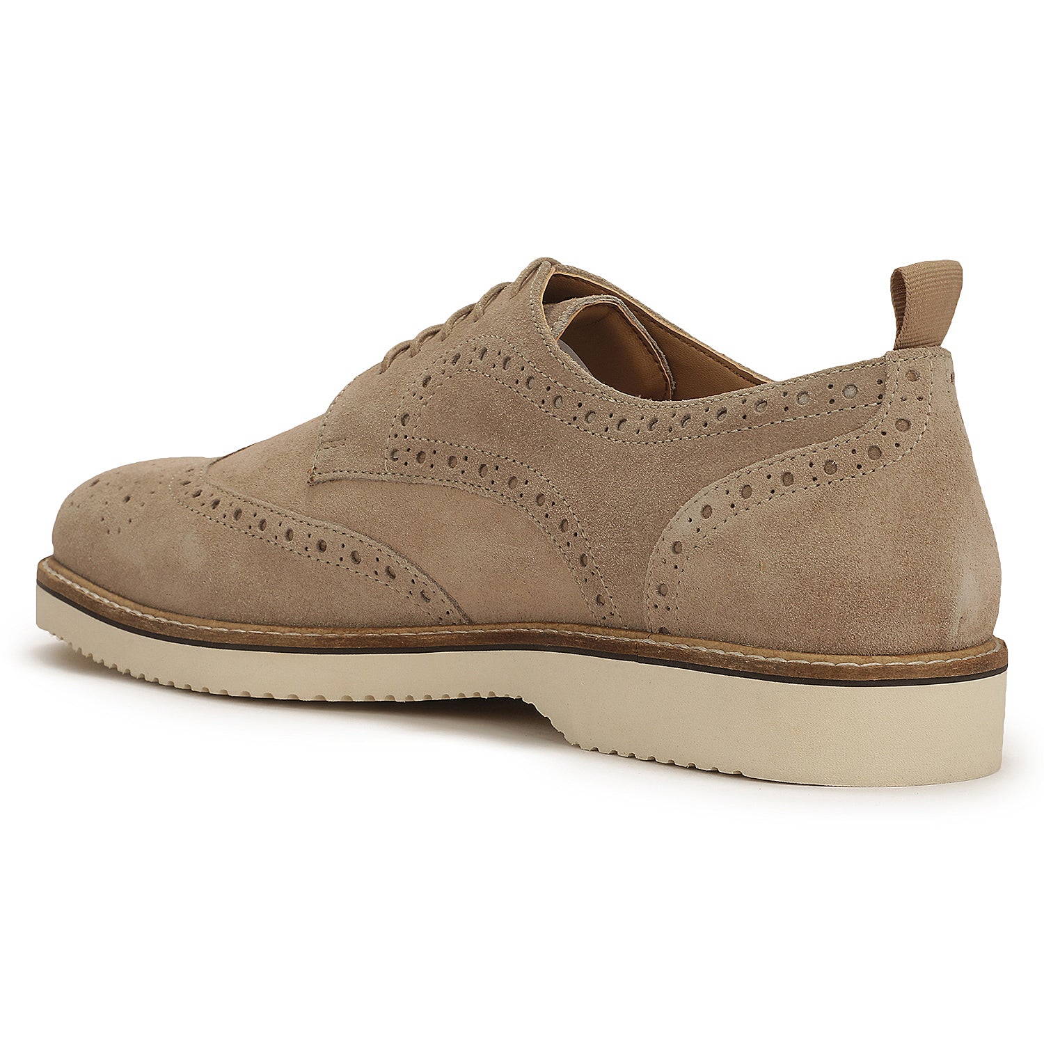 Men's Lite Court Beige Suede Leather Formal Brogue Shoes