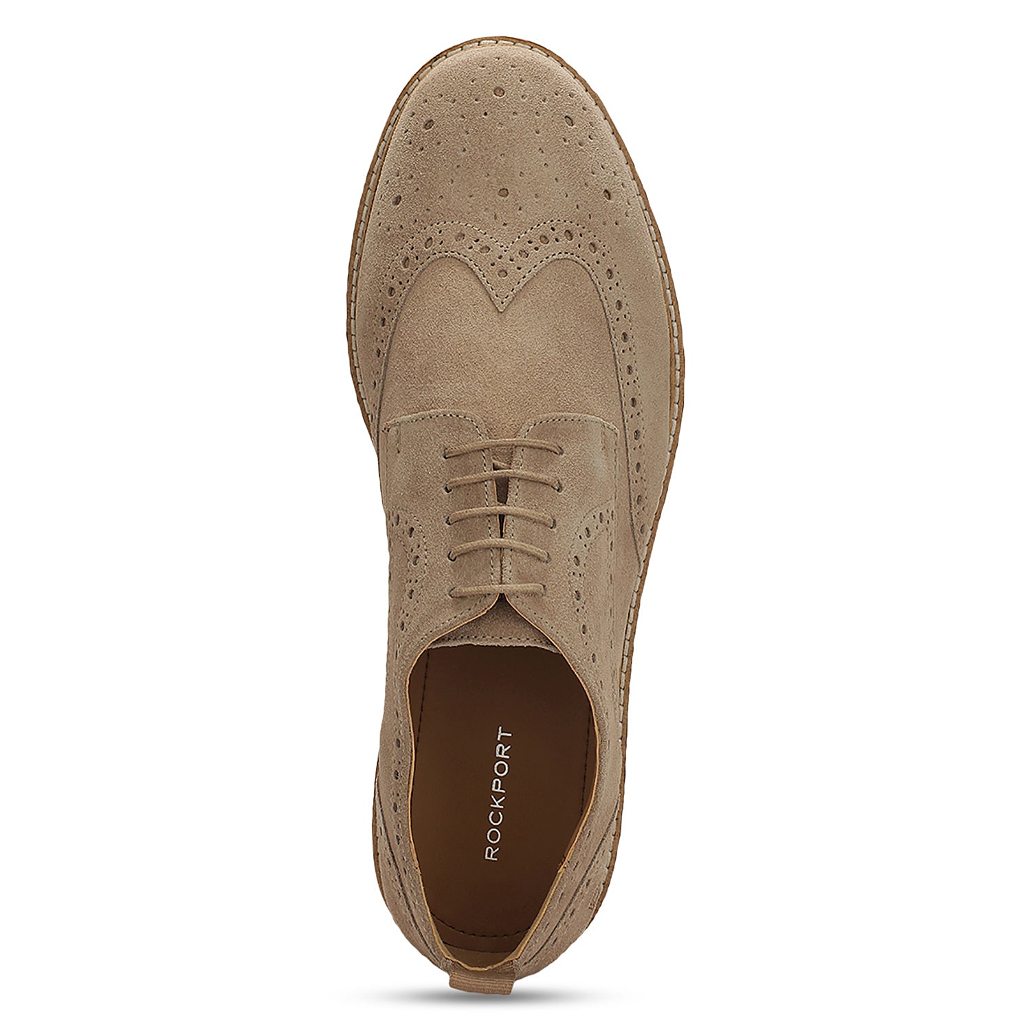 Men's Lite Court Beige Suede Leather Formal Brogue Shoes